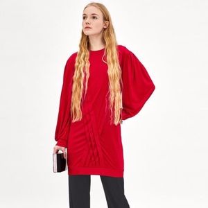 🥳 HOST PICK 🥳 NWT Zara Tunic Pleated Red Dress